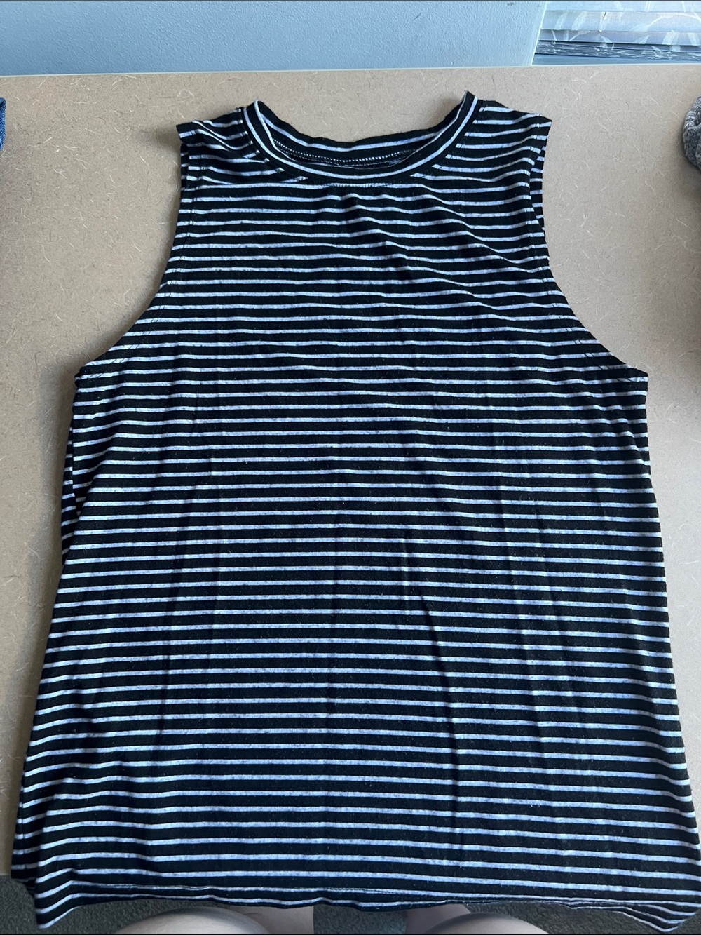 Black and White Striped Sleeveless Tank